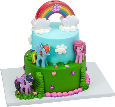 DecoSet® My Little Pony™ Over The Rainbow Signature Cake Topper, 4 Piece Decoration, Rainbow Dash, Pinkie Pie, and Twilight Sparkle, A Rainbow Coin Bank, Collectable Figurines For Birthday in Kuwait