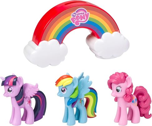 DecoSet® My Little Pony™ Over The Rainbow Signature Cake Topper, 4 Piece Decoration, Rainbow Dash, Pinkie Pie, and Twilight Sparkle, A Rainbow Coin Bank, Collectable Figurines For Birthday in Kuwait
