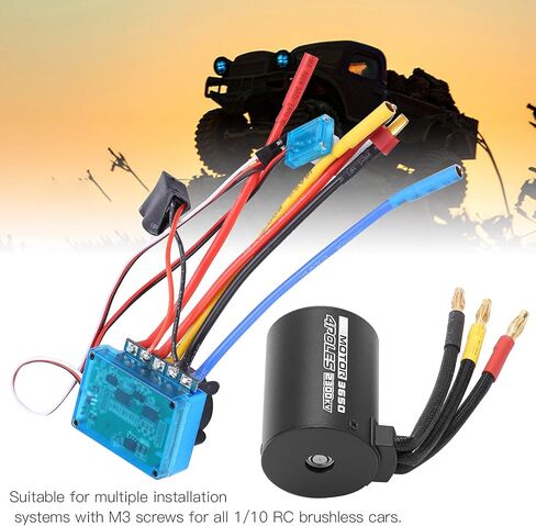 Dilwe 3650 2300KV Brushless Motor and ESC, 4‑Pole 12‑Slot High Torque Motor +Waterproof 120A Durable Brushless ESC Kit for 1/10 Brushless Cars Multiple Installation Systems of M3 Screws in Saudi Arabia
