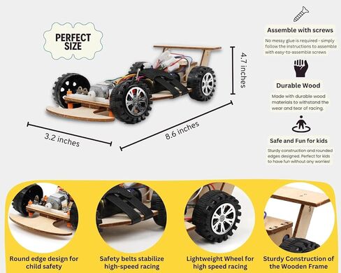 Pica Toys Wooden Wireless Remote Control F1 Racing Car Science Kit to Build (Green), STEM Project for Kids Aged 9 10 11 12 13, Science Building Kit Gift for Boys and Girls in Saudi Arabia