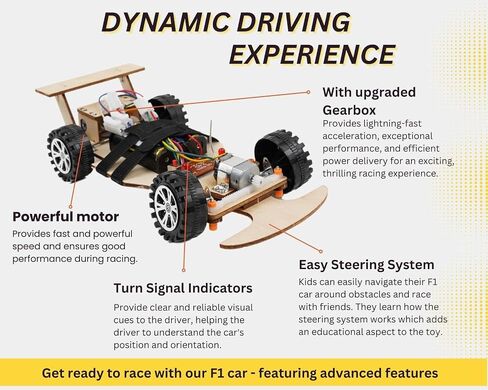 Pica Toys Wooden Wireless Remote Control F1 Racing Car Science Kit to Build (Green), STEM Project for Kids Aged 9 10 11 12 13, Science Building Kit Gift for Boys and Girls in Saudi Arabia
