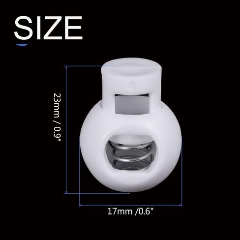 METALLIXITY Plastic Spring Cord Locks (0.24" x 0.2")10pcs, Single Hole Spring Stopper Fastener Slider Toggles End for Drawstrings Shoelaces Backpack Lanyard, White in Saudi Arabia