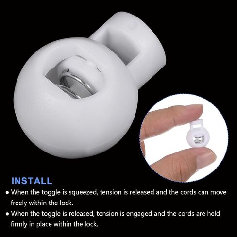 METALLIXITY Plastic Spring Cord Locks (0.24" x 0.2")10pcs, Single Hole Spring Stopper Fastener Slider Toggles End for Drawstrings Shoelaces Backpack Lanyard, White in Saudi Arabia