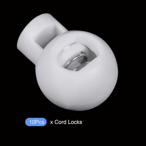 METALLIXITY Plastic Spring Cord Locks (0.24" x 0.2")10pcs, Single Hole Spring Stopper Fastener Slider Toggles End for Drawstrings Shoelaces Backpack Lanyard, White in Saudi Arabia