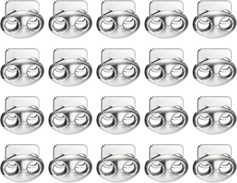 uxcell Spring Cord Lock End Toggle, 20Pcs Double Hole Spring Stopper Alloy Fastener Slider Toggles Clip for Drawstrings, Shoelaces, Bags (Black,17x15x7mm) in Kuwait