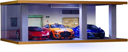 حافظة عرض للسيارات ذات غطاء أسيليك وإضاءة LED لسيارة دييكاست بمقياس 1/24، Lego Cars Speed ​​Champions 76908 76907 76901 76910 76909 76895، موديلات سيارات، 3 أماكن لوقوف السيارات (الطريق 66) in Kuwait