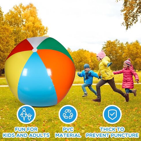 3 قطع من كرات الشاطئ العملاقة بطول 6 قدم، كرات عائمة كبيرة للسباحة من بلاستيك PVC، كرات شاطئ كبيرة بالوان قوس قزح، كرات شاطئ قابلة للنفخ للبالغين وحفلات هاواي والسباحة والشاطئ والصيف وهدايا المياه في in Kuwait