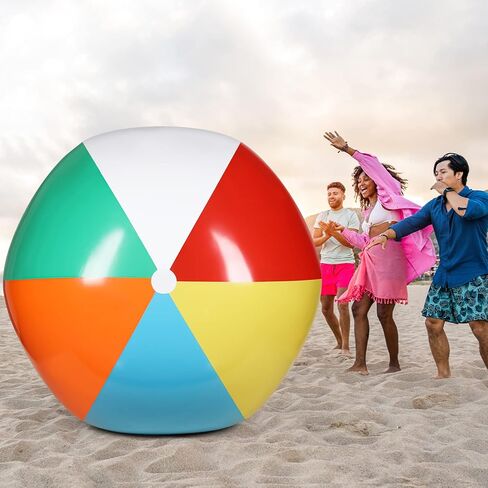 3 قطع من كرات الشاطئ العملاقة بطول 6 قدم، كرات عائمة كبيرة للسباحة من بلاستيك PVC، كرات شاطئ كبيرة بالوان قوس قزح، كرات شاطئ قابلة للنفخ للبالغين وحفلات هاواي والسباحة والشاطئ والصيف وهدايا المياه في in Kuwait