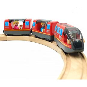 Battery Operated Train for Wooden Train Track Set Toys for 3 4 5 Year Old Boys Kids Action Locomotive Train Magnetic Connection (Without Battery) (Blue)