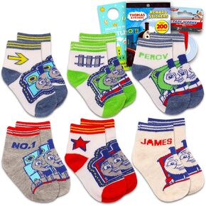 مجموعة جوارب توماس ذا ترين للأولاد من بيتش كيدز - حزمة مع 6 أزواج من جوارب توماس آند فريندز 2-4T بالإضافة إلى ملصقات، شريط واشي، المزيد | هدايا توماس القطار in Kuwait