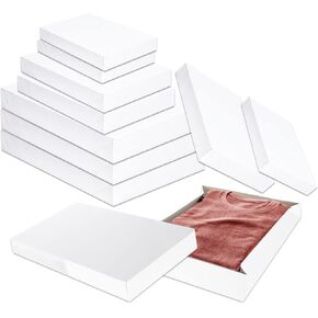 كرينستون مجموعة صناديق هدايا بيضاء بالجملة - 10 صناديق قمصان مع اغطية لتغليف الهدايا للكريسماس والعطلات واعياد الميلاد وغيرها | صناديق هدايا باحجام متنوعة in Kuwait