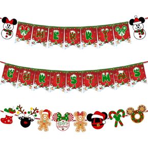 زينة عيد الميلاد الماوس، لافتة عيد ميلاد سعيد وإكليل عيد الميلاد، لافتة عيد الميلاد لديكورات حفلات عطلة الشتاء، وديكورات حفلات عيد الميلاد للأولاد والبنات in Kuwait