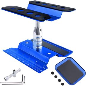 RC Car Work Stand Aluminum Repair Workstation 360 Degree Rotation Lift Lower w/Screw Tray Tools for 1/10 1/12 1/16 Scale Traxxas TRX4 Axial Arrma Redcat Losi RC Crawler Monster Truck Buggy (Black)