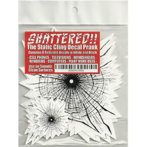 Shattered!! Realistic Set of 8 Reusable Broken Screen Prank Decals. These use a Static Cling Bond to Attach (No Glue or Adhesive Used) in Saudi Arabia