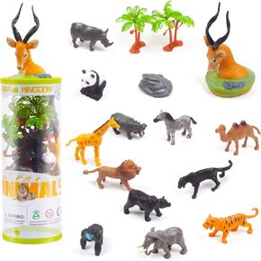 UNIQUE KIDS Mini Animals Figurine Creatures in Tube 6 Assorted Set | Realistic Tiny Little Animals for Sensory Bin, Birthday Party Favor, Toddler 3-5