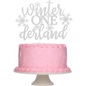 Silver Glitter Winter Onederland Cake Topper Winter Onederland 1st Birthday Cake Topper Winter Wonderland Birthday Cake Topper for Winter Onederland 1st Birthday Cake Decorations