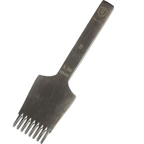WUTA Sharp Pricking Iron French Style Leather Chisel All-Polished Die-Steel Chisel Punching Tool Kits for Leather Working Tools (Obverse 3.38 mm 2 Teeth+8 Teeth)