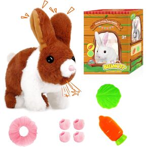 Bunny Toys for Kids, Realistic Rabbit Toys with Jumping Action, Wiggling Ears, Twitching Mouth and Nose, Ideal Stuffed Rabbit Gift for 3+ Kids for Easter, Birthdays, Halloween, and Christmas