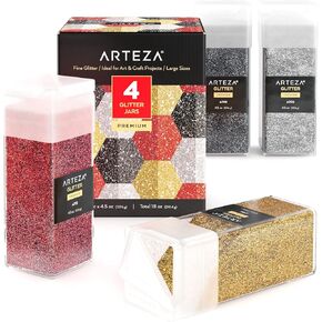 Arteza Fine Glitter، مجموعة مكونة من 12 قطعة، جليتر ساطع ونيون للراتنج في زجاجات سعة 1.5 أونصة، ومستلزمات الفنون والحرف اليدوية لفصل الفنون، وبرامج ما بعد المدرسة، والمشروعات اليدوية للعطلات