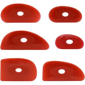 Pack of 6 Red Soft Silicone Pottery Ribs (Shapes 0-5) | Ultimate Ceramic Sculpting Tools Set for Smooth Finishing and Removing Finger Marks