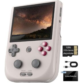 RG405V Handheld Game Console 4’’ IPS Touch Screen Android 12 Unisoc Tiger T618 64-bit Game Player Built-in 5500mAh Battery 128G TF Card with 3154 Games(RG405V Wood)