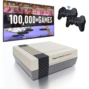 وحدة تحكم ألعاب ريترو بلاي - Super Console Cube X3 أكثر من 100,000 لعبة فيديو، وحدة تحكم محاكي متوافقة مع أكثر من 70 محاكيًا، Emuelec4.5/Android9.0/CoreE 3 في 1، دعم 4K UHD، وحدة تحكم ألعاب فيديو التوصيل والتشغيل in Kuwait