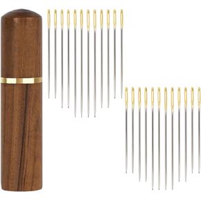 إبرة خياطة يدوية عين كبيرة - إبر خياطة ياوال عين كبيرة، إبرة غرز متقاطعة، إبر جلدية للخياطة اليدوية، إبر حادة كبيرة للعين مع علبة إبرة خشبية، تخزين إبرة التطريز in Kuwait