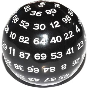 قالب 100 جانب، ارقام سوداء في ابيض، 100 مكعب جانبي، كل سطح هو نرد موحد D100 DND لنرد العاب الطاولة ار بي جي ام تي جي (48.5 ملم) in Kuwait