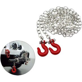 HeyMi Tow Chain with Trailer Hook for RC Car Accessories Parts for Axial SCX10,TXR4,D90., Red & Silver in Kuwait