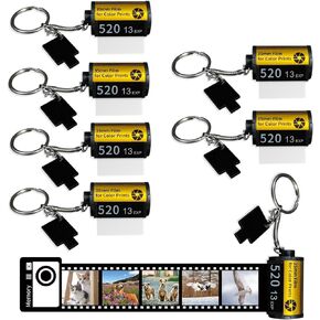OKBA 6 pack Sublimation blank memory film roll keychain, double-sided sublimation camera film roll key chain, DIY custom blank products 