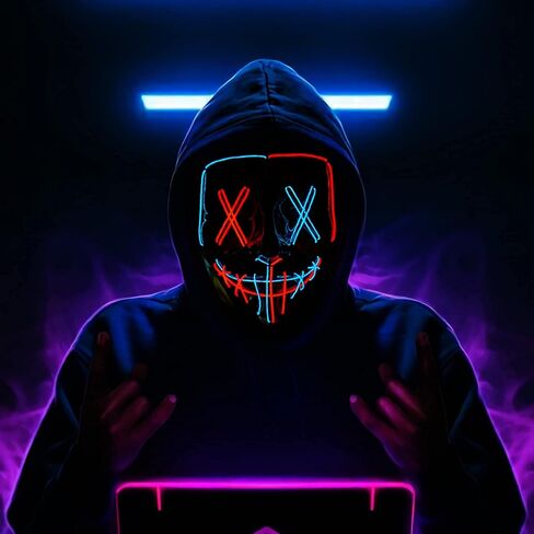 قناع ستيجوسورس للهالوين LED، قناع مضيء LED، قناع مخيف لحفلة عيد الهالوين، قناع بلونين مع 3 أوضاع إضاءة in Kuwait