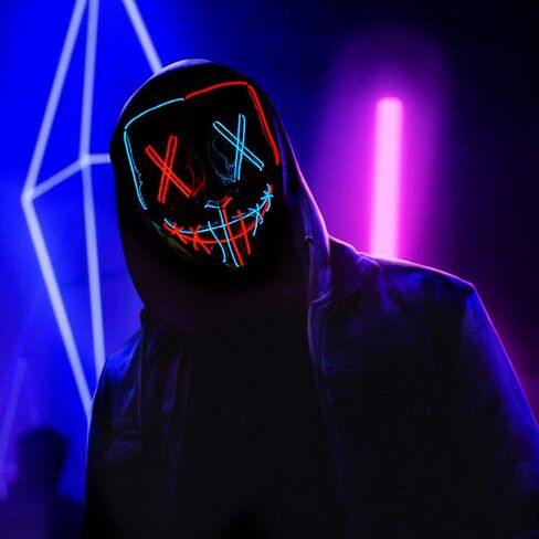 قناع ستيجوسورس للهالوين LED، قناع مضيء LED، قناع مخيف لحفلة عيد الهالوين، قناع بلونين مع 3 أوضاع إضاءة in Kuwait