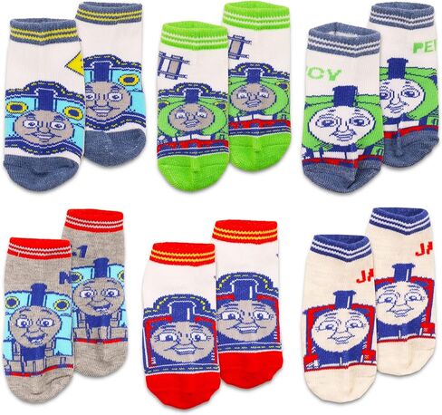مجموعة جوارب توماس ذا ترين للأولاد من بيتش كيدز - حزمة مع 6 أزواج من جوارب توماس آند فريندز 2-4T بالإضافة إلى ملصقات، شريط واشي، المزيد | هدايا توماس القطار in Kuwait