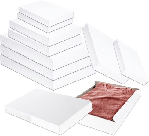 كرينستون مجموعة صناديق هدايا بيضاء بالجملة - 10 صناديق قمصان مع اغطية لتغليف الهدايا للكريسماس والعطلات واعياد الميلاد وغيرها | صناديق هدايا باحجام متنوعة in Kuwait