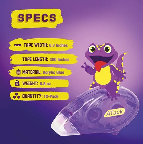 ATack Double Sided Tape Adhesive Runner Roller, 0.3-inch by 360-Inch, 4-Pack, Permanent Double-Sided Adhesive Tape Dispenser for Scrapbooking, Card Making and Crafts | Acid-Free and Archival-Safe in Kuwait