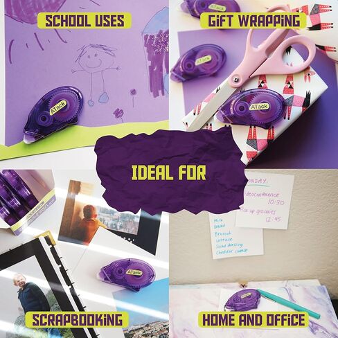 ATack Double Sided Tape Adhesive Runner Roller, 0.3-inch by 360-Inch, 4-Pack, Permanent Double-Sided Adhesive Tape Dispenser for Scrapbooking, Card Making and Crafts | Acid-Free and Archival-Safe in Kuwait