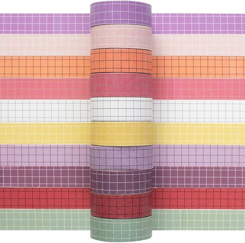 Grid Washi Tape Set 10 Rolls Plaid Decorative Tapes for Journals, Planners, Scrapbooking, Gift Wrapping, DIY Crafts (Fog City) in Saudi Arabia