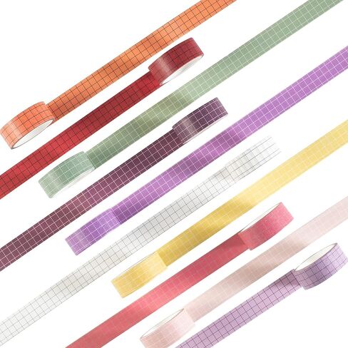 Grid Washi Tape Set 10 Rolls Plaid Decorative Tapes for Journals, Planners, Scrapbooking, Gift Wrapping, DIY Crafts (Fog City) in Saudi Arabia