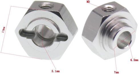 RCATM 4 قطعة وسادة عجلة RC 12 مم مجمع محور محرك سداسي لـ 1/10 محوري الشبح 90018 90020 RR10 90048 90053 90056 RC الزاحف جزء من سبائك الألومنيوم (فضي) in Kuwait