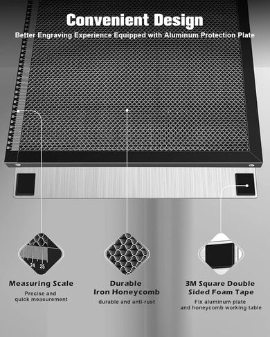 FAHKNS Honeycomb Working Table, 17.32"x17.32"x0.87 Honeycomb Laser Bed for Most Laser Engravers, for Fast Heat Dissipation and Table-Protecting with Aluminum Plate in Kuwait