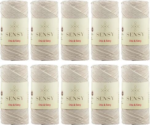 Sensy Premium Chic & Easy 1.5 مم 218 ياردة 50% قطن 50% بوليستر حبل حقيبة كروشيه خيط كروشيه (أخضر غابة) in Kuwait