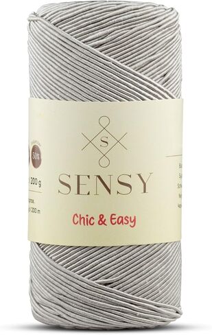 Sensy Premium Chic & Easy 1.5mm 218 Yards 50% Cotton 50% Polyester Rope Crochet Bag Cord Crochet Thread (Black) in Kuwait