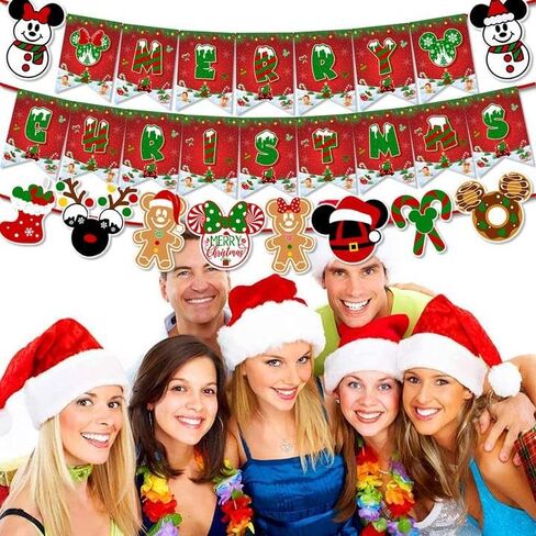 زينة عيد الميلاد الماوس، لافتة عيد ميلاد سعيد وإكليل عيد الميلاد، لافتة عيد الميلاد لديكورات حفلات عطلة الشتاء، وديكورات حفلات عيد الميلاد للأولاد والبنات in Kuwait