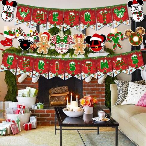 زينة عيد الميلاد الماوس، لافتة عيد ميلاد سعيد وإكليل عيد الميلاد، لافتة عيد الميلاد لديكورات حفلات عطلة الشتاء، وديكورات حفلات عيد الميلاد للأولاد والبنات in Kuwait