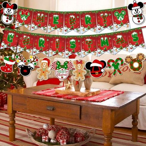 زينة عيد الميلاد الماوس، لافتة عيد ميلاد سعيد وإكليل عيد الميلاد، لافتة عيد الميلاد لديكورات حفلات عطلة الشتاء، وديكورات حفلات عيد الميلاد للأولاد والبنات in Kuwait