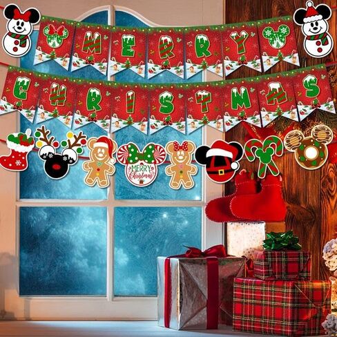 زينة عيد الميلاد الماوس، لافتة عيد ميلاد سعيد وإكليل عيد الميلاد، لافتة عيد الميلاد لديكورات حفلات عطلة الشتاء، وديكورات حفلات عيد الميلاد للأولاد والبنات in Kuwait