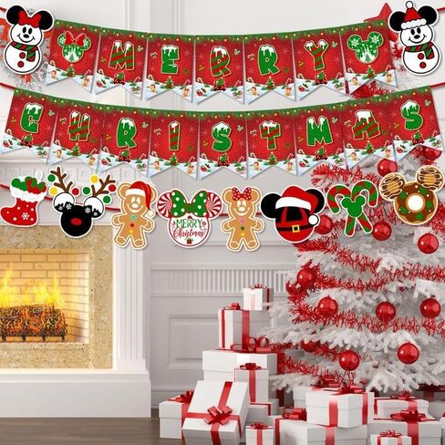 زينة عيد الميلاد الماوس، لافتة عيد ميلاد سعيد وإكليل عيد الميلاد، لافتة عيد الميلاد لديكورات حفلات عطلة الشتاء، وديكورات حفلات عيد الميلاد للأولاد والبنات in Kuwait