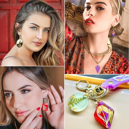 ZQYJJ 72 قطعة من قوالب صب مجوهرات الراتنج للقلادة، 3 قطع قالب حلق من الراتنج مع فتحة تعليق، مع سلك قلادة مشمع أسود، خطافات حلق، حلقات قفز، مجوهرات DIY in Kuwait