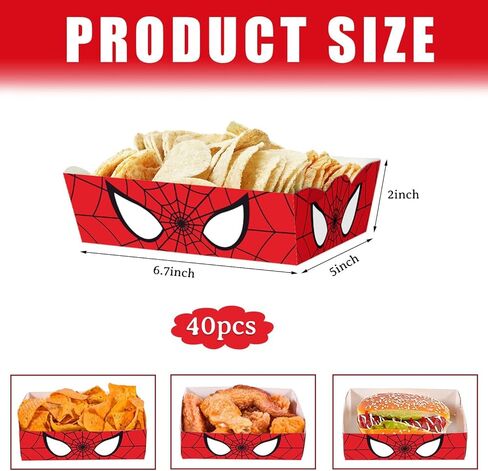 60 قطعة من لوازم حفلات عيد الميلاد بتصميم عنكبوت، صينية طعام بتصميم عنكبوت، صينية تقديم طعام ورقية، صواني ورقية بتصميم عنكبوت. 4.8 × 3.35 × 1.61 انش in Kuwait