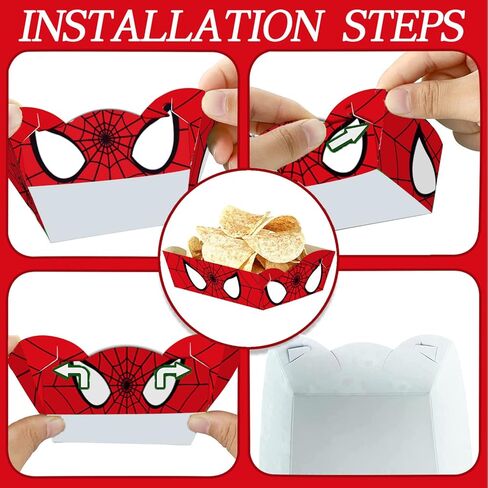 60 قطعة من لوازم حفلات عيد الميلاد بتصميم عنكبوت، صينية طعام بتصميم عنكبوت، صينية تقديم طعام ورقية، صواني ورقية بتصميم عنكبوت. 4.8 × 3.35 × 1.61 انش in Kuwait